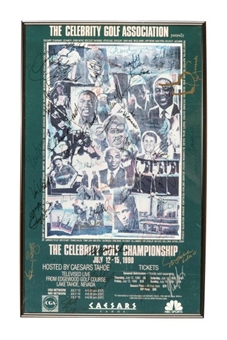 1990 Framed Charity Golf Tournament Poster Signed By 60 Including Michael Jordan, Dan Marino, Joe Namath & John Elway
